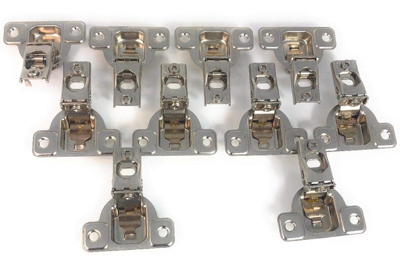 Salice E-Centra Nickel-Plated Metal 106-degree 9/16-inch Overlay Screw-on Face Frame Hinge with 2 Cams (10) - Image 2